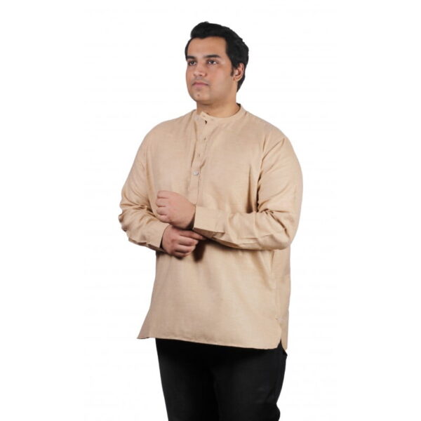 Mens plus size classy comfort fit high quality pre washed short fashion kurta xmex color beige