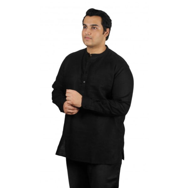 Mens plus size classy comfort fit high quality pre washed short fashion kurta xmex color black
