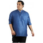 Mens plus size classy comfort fit high quality pre washed short fashion kurta xmex color indigo blue