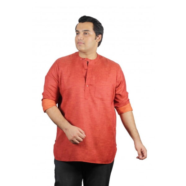 Mens plus size classy comfort fit high quality pre washed short fashion kurta xmex color tomato red