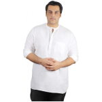 Mens plus size classy comfort fit high quality pre washed short fashion kurta xmex color white
