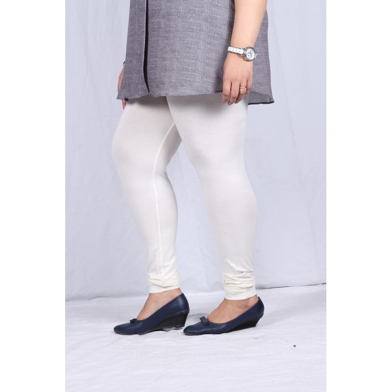 Womens plus size churi leggings full stretch soft quality fabric white