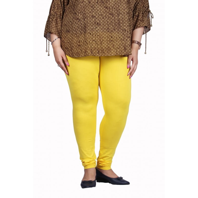 Womens plus size churi leggings full stretch soft quality fabric lemon