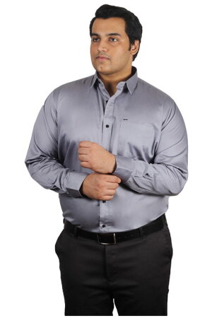 Xmex plus size mens plus size cotton satin quality formal and party shirts full sleeves steel grey.