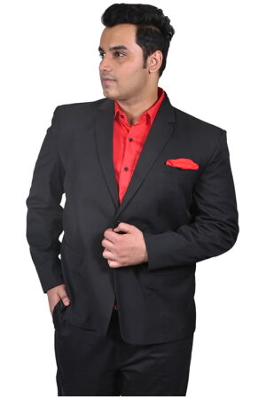 Men's plus size checks black color formal blazer.