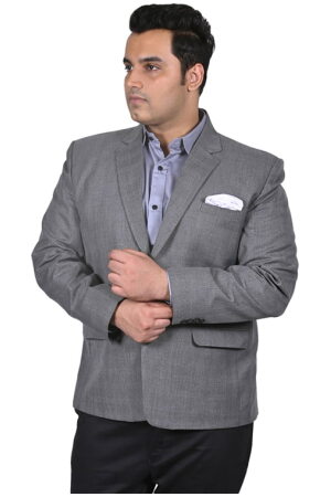 Men's plus size checks light grey color formal blazer.