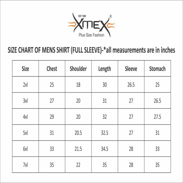 Size Chart Shirt Full Sleeve Copy