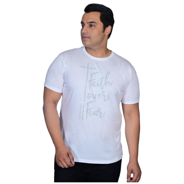 Mens plus size round neck graffiti print white t-shirt half sleeves