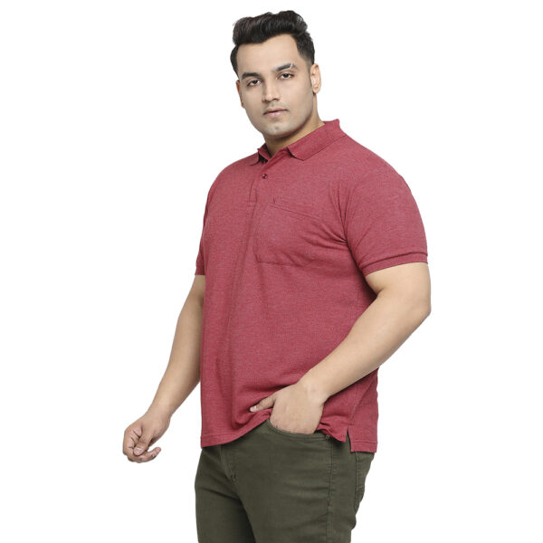 Men's Plus Size Cotton Solid Half Sleeve Polo Neck Red Plum T-Shirt