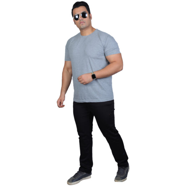 Plus Size Round Neck Solid Half Sleeve Cotton Blend Beige T-shirt