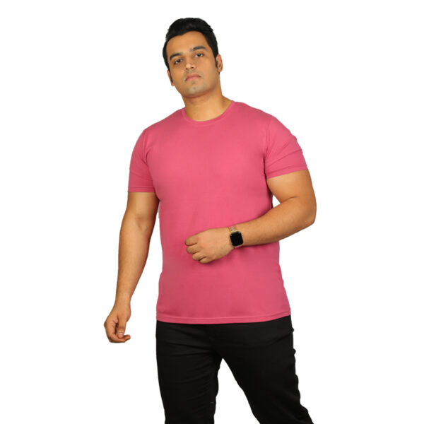 Plus Size Round Neck Solid Half Sleeve Cotton Blend Carrot T-shirt
