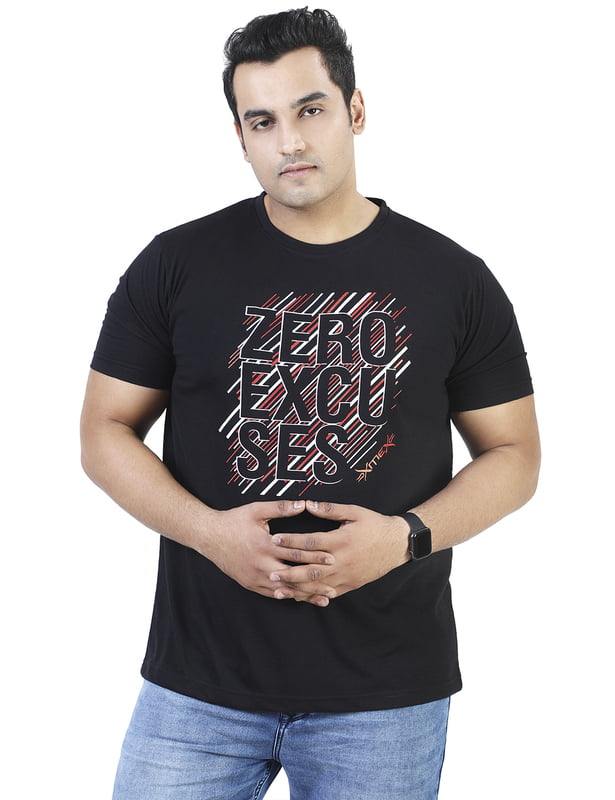 Xmex Plus Size Faith Print Cotton Lycra Maroon T-shirt for Men