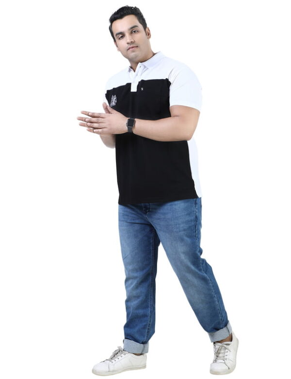 Xmex Plus Size Men's Regular Polo Cotton Black T-Shirt