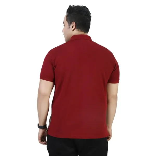 Xmex Men's Plus Size Regular Polo Collar Cotton Burgundy T Shirt