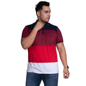 Plus Size Men's Color block Polo Collar Black T shirt