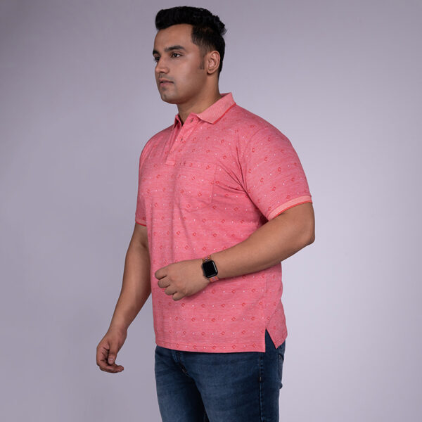 Men's Plus Size All Over Printed Polo Neck Red T-shirt