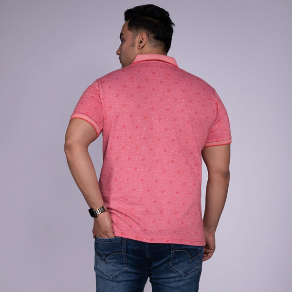 Men's Plus Size All Over Printed Polo Neck Red T-shirt