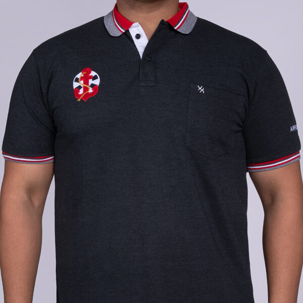 Men's Plus Size solid with Anchor Batch Polo Collar Anthra T-shirt