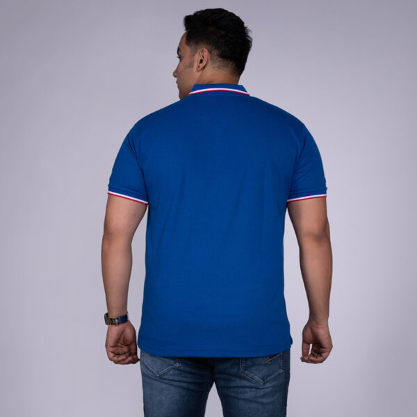Men's Plus Size solid with Explore Batch Polo Collar Royal Blue T-shirt