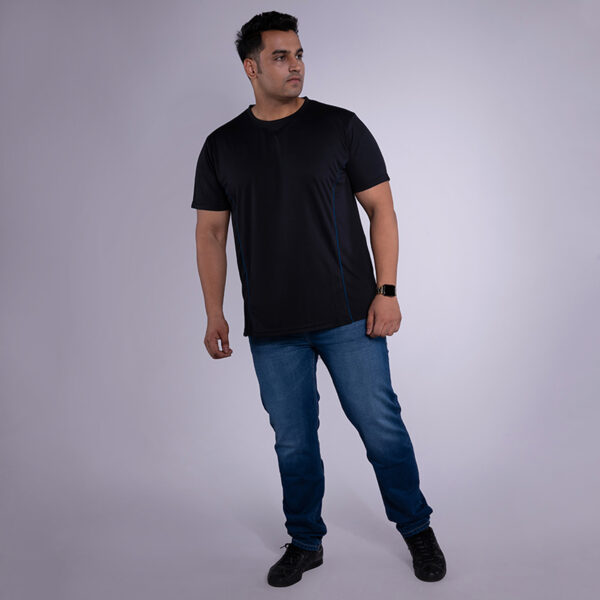 Men's Plus Size Dri-Fit Half Sleeve Solid Black T-shirt