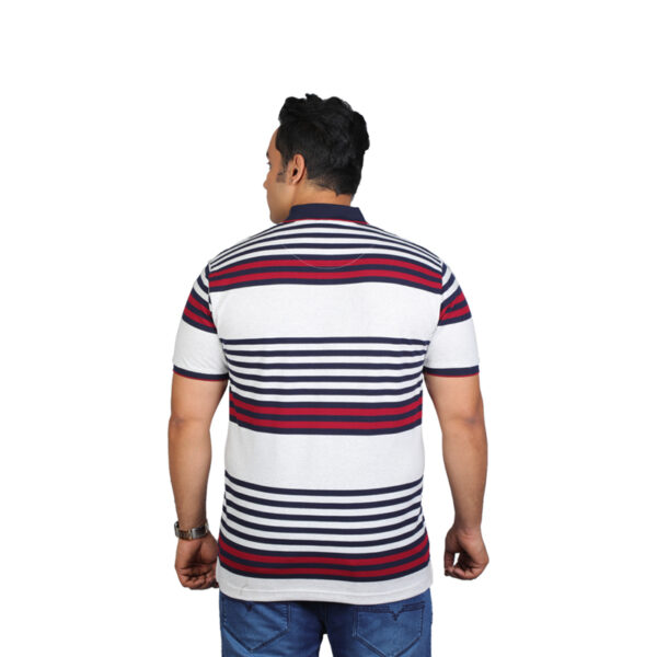 Men's Cotton Half Sleeve Striped Polo Sky Blue T-Shirt Collar