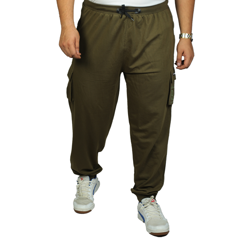 Plus Size Cargo Joggers Elastic Olive Green Men's Track Pants With