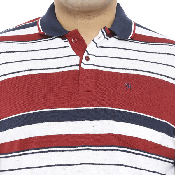 Plus Size Men's White and Maroon Striped T-Shirt