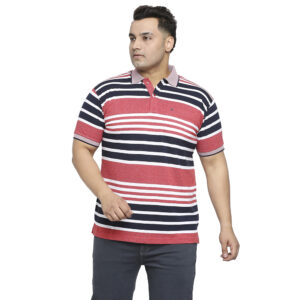 Plus Size Men's Red Polo T-Shirt - Solid Cotton Half Sleeves