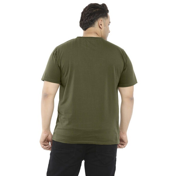 Plus Size Men's Round Neck 9 Inspire Printed Olive T-shirt