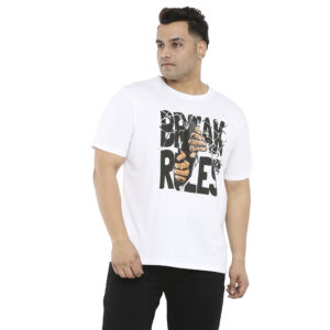 Plus Size Men's Crew Neck Break Rules Print Maroon T-shirt