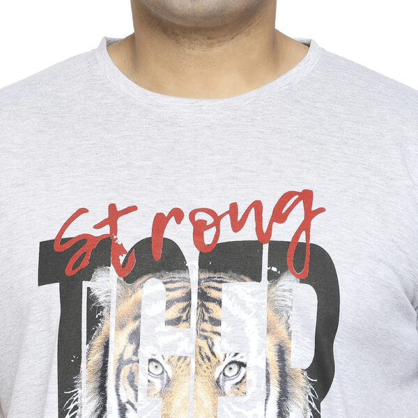 Plus Size Men's Crew Neck Strong Hunter Print Milange T-shirt