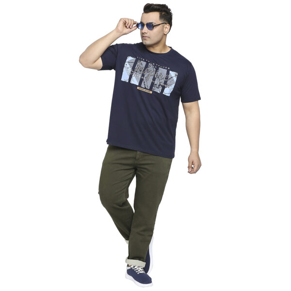 Plus Size Men's Crew Neck Inspire Print Navy Blue T-shirt