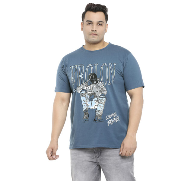 Plus Size Men's Crew Neck Frolon Print Airforce T-shirt