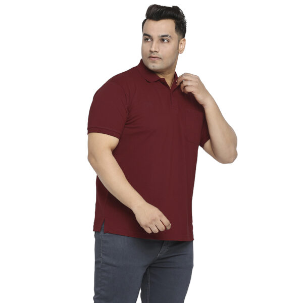 Men's Plus Size Cotton Solid Half Sleeve Polo Neck Burgundy T-Shirt