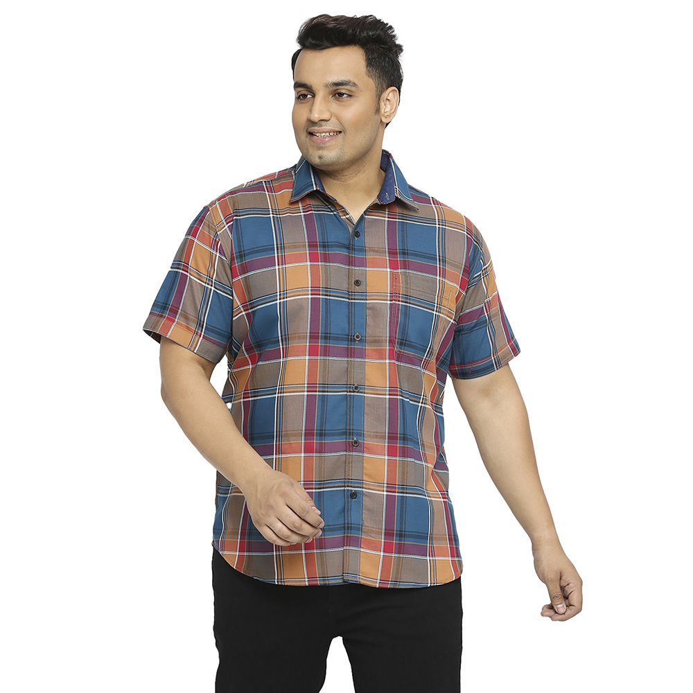 Stylish Plus Size Men's Checkered Multicolor Shirt - XMEX Clothing