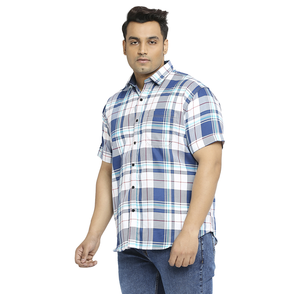 Stylish Plus Size Men's Checkered White Shirt - XMEX Clothing