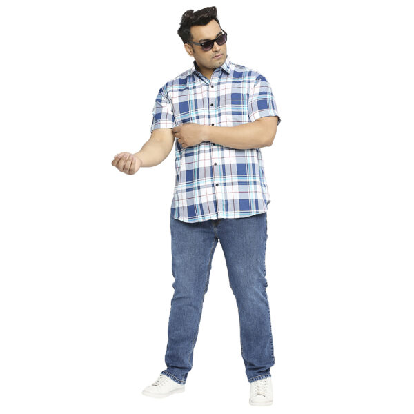 Stylish Plus Size Men's Checkered White Shirt