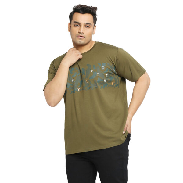 Men's Plus Size Grey Camouflage Print Crew Neck T-Shirt