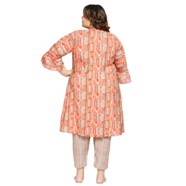 Flaunt your Style Asymmetric Peach Cotton Co-Ord Set Kurti for Fashionable and Unique Outfits.