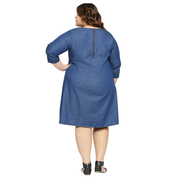 Plus Size Denim Short Dress with Back Zipper for a Modern and Trendy Look.