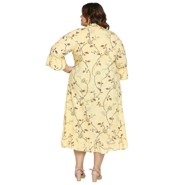 Plus Size Asymmetric Printed A Line Lemon Dress for a Trendy Look.