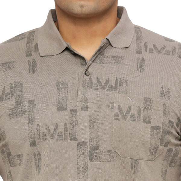 Plus Size Printed Men Polo Neck Teal T-shirt
