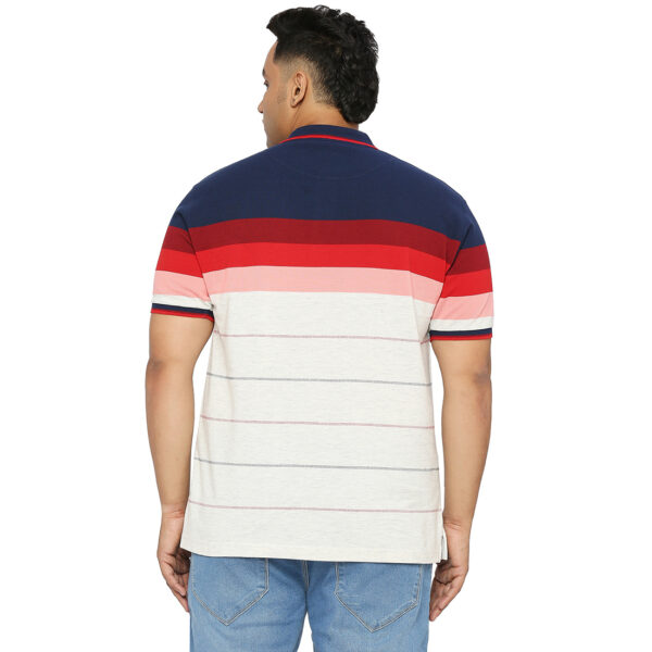 Plus Size Striped Men Polo Neck Red T-Shirt