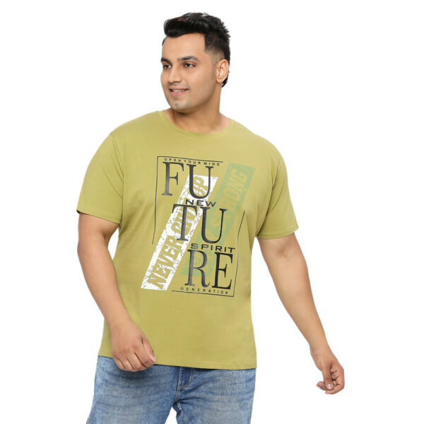 Plus Size Men's Mehndi Crew Neck T-Shirt with New Future Print