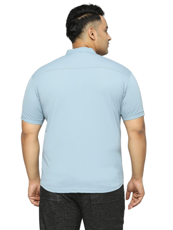 Plus Size Men's Solid Mandarin Collar Peach T-Shirt