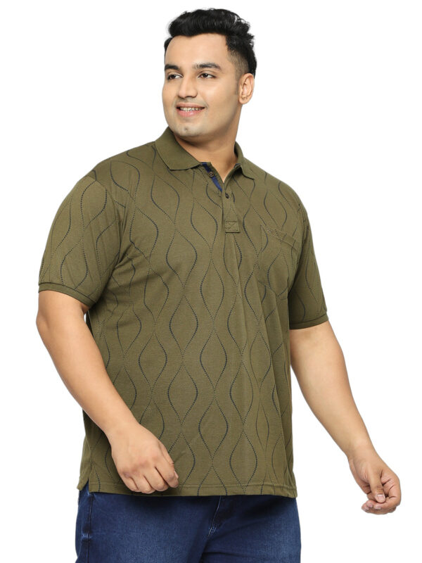 Men's Plus Size All Over Printed Polo Collar Red T-shirt