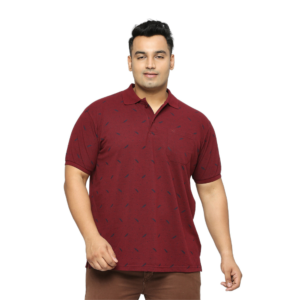 Plus Size Men's Solid Mandarin Collar Brown T-Shirt