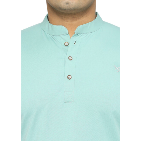Plus Size Men's Solid Mandarin Collar Light Green T-Shirt