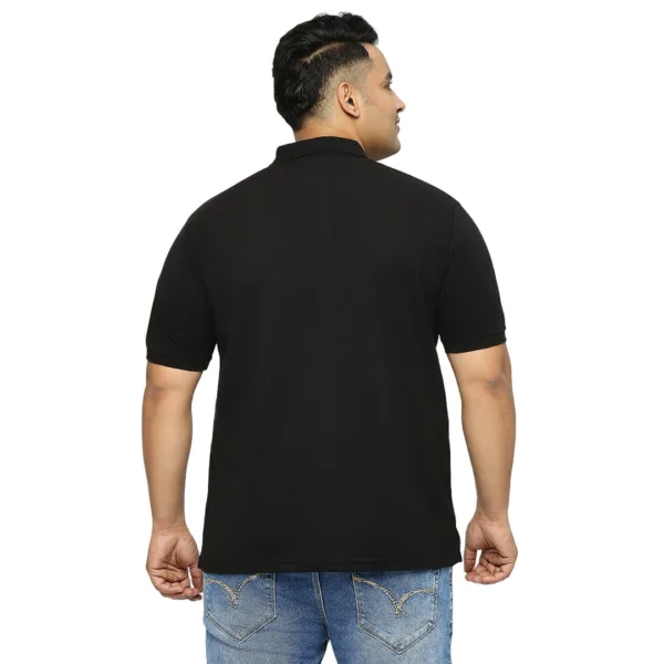 XMEX Striped Men Polo Neck Black T-Shirt