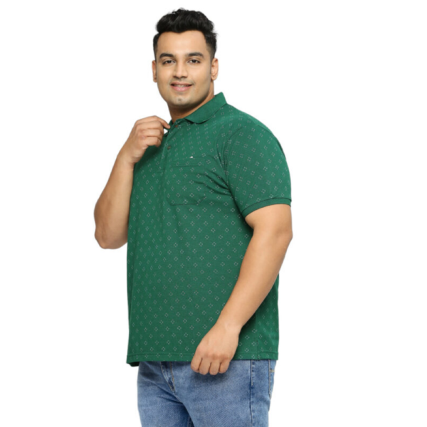 Men's Plus Size All Over Printed Polo Collar Green T-shirt